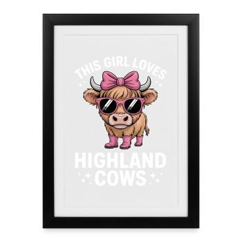 Highland Cattle Sayings Funny Highland Cattle Gift - Framed poster (27 × 37 cm) - black - Front