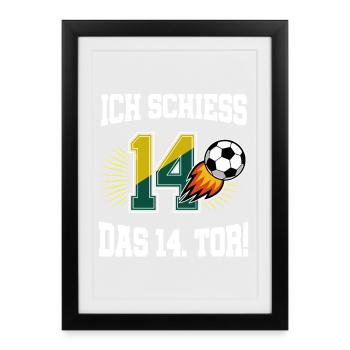 I Shoot 14th Goal Funny 14th Birthday Football - Framed poster (27 × 37 cm) - black - Front