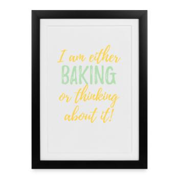 Je fais soit de la pâtisserie, soit j’y réfléchis - Affiche encadrée (27 × 37 cm) - noir - Devant