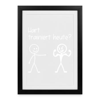 Gym HARD TRAINS FUN TODAY - Framed poster (27 × 37 cm) - black - Front