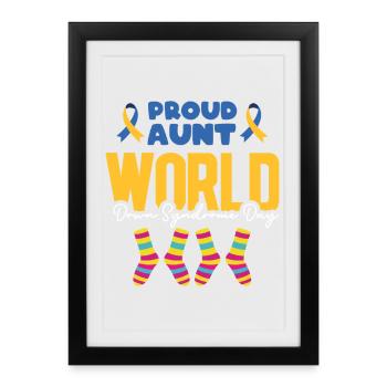 Proud Aunt World Design de Chaussettes pour la Journée de la Trisomie 21 - Affiche encadrée (27 × 37 cm) - noir - Devant