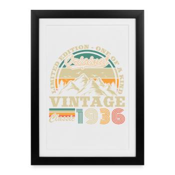 1936 Vintage Rétro Cadeau d’anniversaire - Affiche encadrée (27 × 37 cm) - noir - Devant