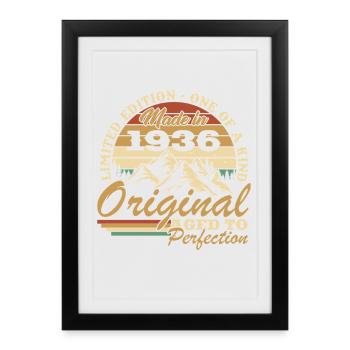 1936 Vintage Rétro Cadeau d’anniversaire - Affiche encadrée (27 × 37 cm) - noir - Devant
