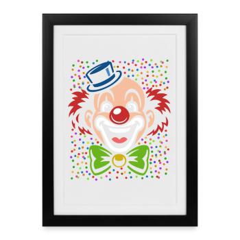 Clown de Carnaval | costume coloré de carnaval - Affiche encadrée (27 × 37 cm) - noir - Devant