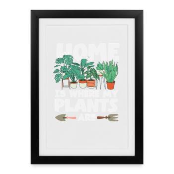 Maison où mes plantes sont amoureuses des plantes - Affiche encadrée (27 × 37 cm) - noir - Devant