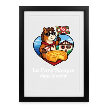 Basque Country in the Heart Pottok Basque Cake - Framed poster (27 × 37 cm) - black - Front