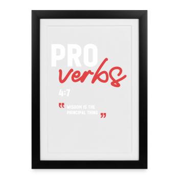La sagesse est la chose principale Proverbes 4:7 Bible - Affiche encadrée (27 × 37 cm) - noir - Devant