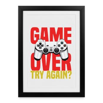 Motif de manette de jeu - Affiche encadrée (27 × 37 cm) - noir - Devant