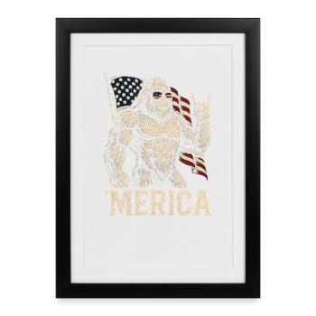 America Bigfoot Drôle 4 juillet Bigfoot Ameri - Affiche encadrée (27 × 37 cm) - noir - Devant