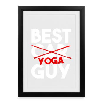 Best Yoga Guy Funny Male Yogi Workout Shirt - Framed poster (27 × 37 cm) - black - Front