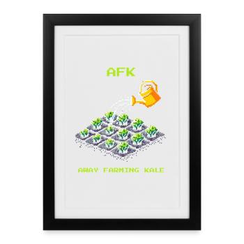 AFK avec le chou kale | Culture maraîchère et jardin - Affiche encadrée (27 × 37 cm) - noir - Devant