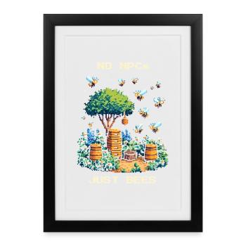 Pas de PNJ, seulement des abeilles | Apiculture & Miel - Affiche encadrée (27 × 37 cm) - noir - Devant