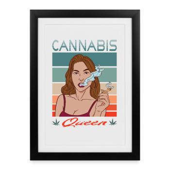 Tenue de Reine du Cannabis - Cadeau drôle de chanvre - Affiche encadrée (27 × 37 cm) - noir - Devant