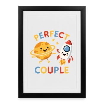Couple Parfait : Planète et Aventure Rocket. - Affiche encadrée (27 × 37 cm) - noir - Devant
