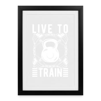 Bodybuilder en live pour s’entraîner en powerlifting - Affiche encadrée (27 × 37 cm) - noir - Devant