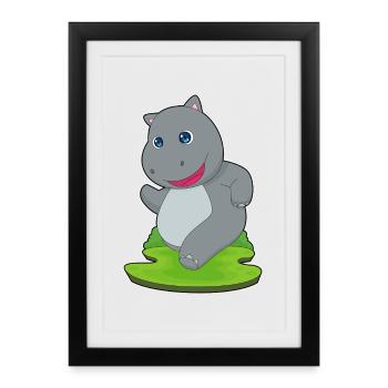 Hippopotamus Jogger Jogging Sports - Framed poster (27 × 37 cm) - black - Front