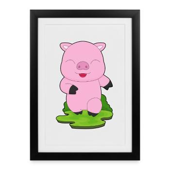 Pig Jogger Jogging Sport - Framed poster (27 × 37 cm) - black - Front