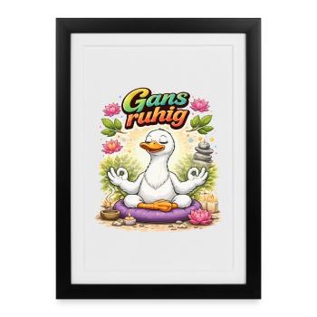 Goose Calm – Relaxation through Meditation - Framed poster (27 × 37 cm) - black - Front