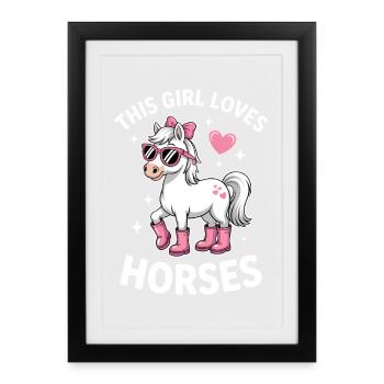 Paroles de chevaux Cadeau amusant de cheval - Affiche encadrée (27 × 37 cm) - noir - Devant