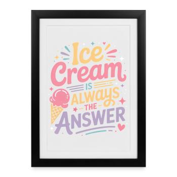 eiscreme Sprüche Eis Lustiges Kayak Geschenk - Framed poster (27 × 37 cm) - black - Front