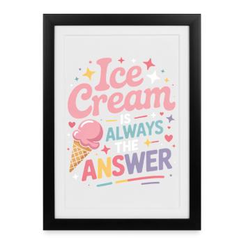 eiscreme Sprüche Eis Lustiges Kayak Geschenk - Framed poster (27 × 37 cm) - black - Front