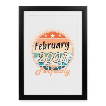 Vintage February 2001 Retro February 2001 Gift - Framed poster (27 × 37 cm) - black - Front