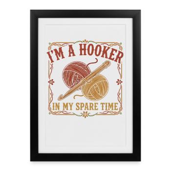 Drôle d’amoureux du crochet : je suis dans mon temps libre - Affiche encadrée (27 × 37 cm) - noir - Devant