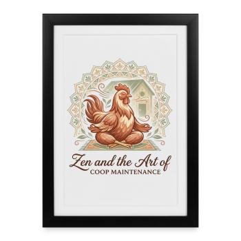Zen et l’art du poulet d’entretien de poulailler - Affiche encadrée (27 × 37 cm) - noir - Devant