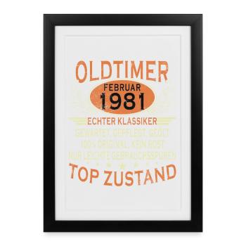 45e anniversaire Oldtimer Millésime de février 1981 - Affiche encadrée (27 × 37 cm) - noir - Devant