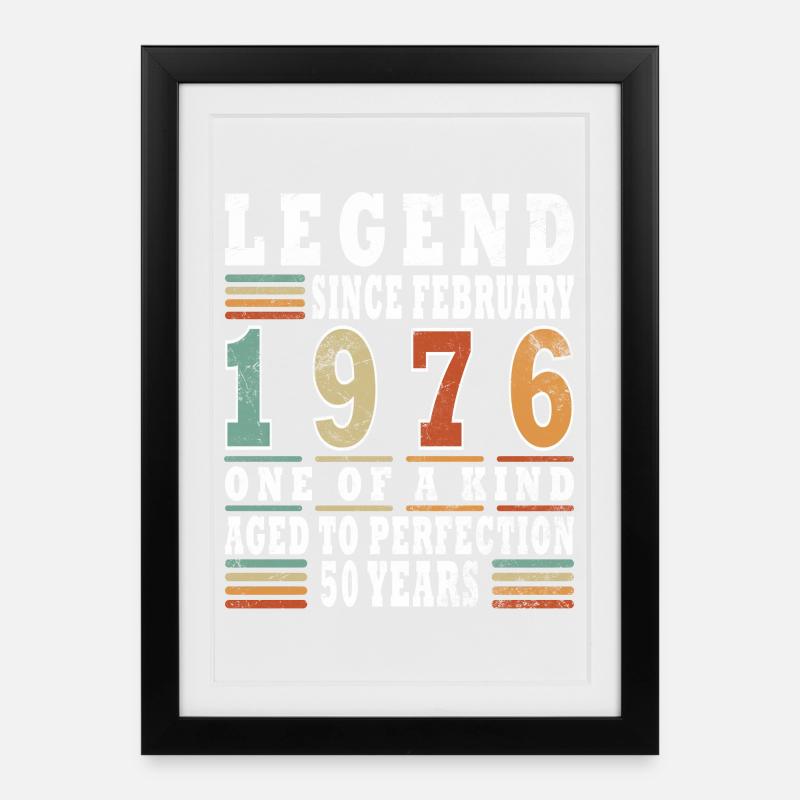 Février 1976 Jubilé 1976 Légendes Février - Affiche encadrée (27 × 37 cm) - noir