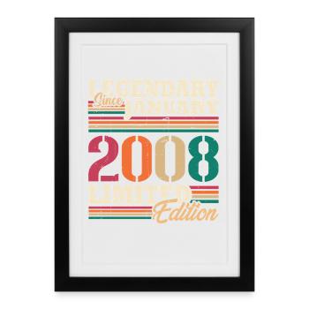 Vintage 2008 Janvier Rétro Cadeau D'anniversaire - Affiche encadrée (27 × 37 cm) - noir - Devant