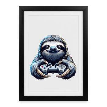 Gaming Sloth - Framed poster (27 × 37 cm) - black - Front
