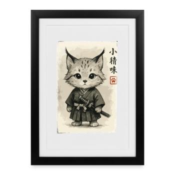 Cats Samurai - Framed poster (27 × 37 cm) - black - Front
