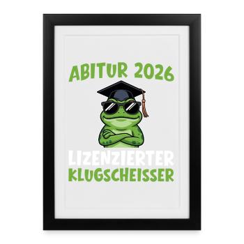 Grenouille de l’Abitur 2026 avec cadeau de remise des diplômes - Affiche encadrée (27 × 37 cm) - noir - Devant