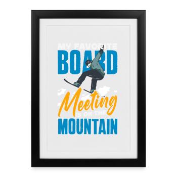 Télésiège de réunion de snowboard snowboard - Affiche encadrée (27 × 37 cm) - noir - Devant
