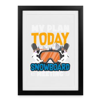 Snowboarding Snowboard Meeting Chairlift - Framed poster (27 × 37 cm) - black - Front