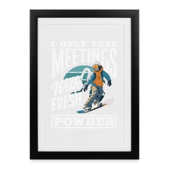 Snowboarding Snowboard Meeting Chairlift - Framed poster (27 × 37 cm) - black - Front