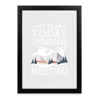 Snowboarding Snowboard Meeting Chairlift - Framed poster (27 × 37 cm) - black - Front