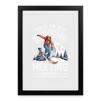 Snowboarding Snowboard Meeting Chairlift - Framed poster (27 × 37 cm) - black - Front