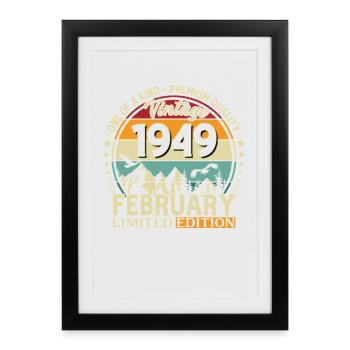 77e anniversaire février 1949 Millésime - Affiche encadrée (27 × 37 cm) - noir - Devant