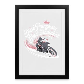 This Princess Loves Speed Motorcycle - Framed poster (27 × 37 cm) - black - Front