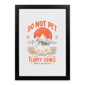 Vintage Buffalo Do Not Pet Fluffy Cows Funny Bison - Framed poster (27 × 37 cm) - black - Front