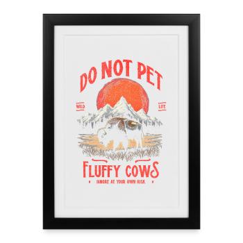 Vintage Buffalo Do Not Pet Fluffy Cows Funny Bison - Framed poster (27 × 37 cm) - black - Front