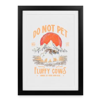 Les bisons vintage ne caressent pas les vaches duveteuses Bizons drôles - Affiche encadrée (27 × 37 cm) - noir - Devant