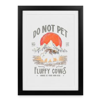 Vintage Buffalo Do Not Pet Fluffy Cows Funny Bison - Framed poster (27 × 37 cm) - black - Front