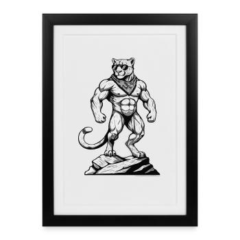 Hiking Hikers Mountaineers Mountain Nature Leopard - Framed poster (27 × 37 cm) - black - Front