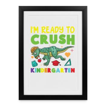 Tenue de maternelle Pachycephalosaurus - Affiche encadrée (27 × 37 cm) - noir - Devant