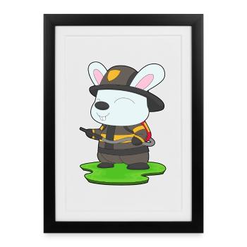 Pompiers Rabbit Extincteur Brigade - Affiche encadrée (27 × 37 cm) - noir - Devant