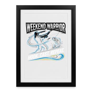 Pêcheur répété du Weekend Warrior Hook Cast - Affiche encadrée (27 × 37 cm) - noir - Devant