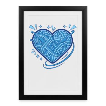 Crochet drôle pour amoureux du fil au cœur au crochet - Affiche encadrée (27 × 37 cm) - noir - Devant